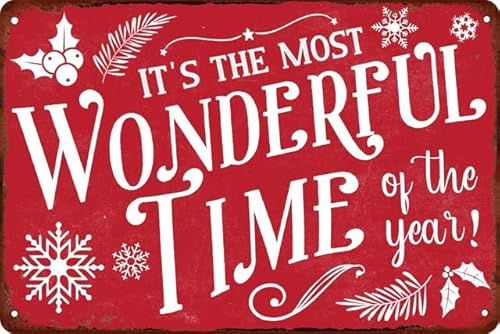 Geroclonup Metall-Blechschild mit Aufschrift It's the Most Wonderful Time of the Year, Bauernhaus, Weihnachtsdekoration, Vintage-Retro-Poster für Café, Bar, Zuhause, Wanddekoration, Kunst,