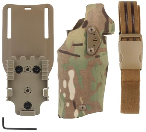 Gunyoo G17 Holster Drop Leg Plattform Kompatibel mit X300/X300U Lichter Schnellspanner Holster QLS Quick Mount Adapter Taktische Drop Leg Holster Militär Jagd Airsoft Zubehör (MC)