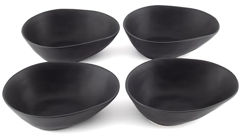 Hanseküche Lot de 4 assiettes à pâtes - Assiettes à spaghetti pour 4 personnes - En faïence - Passe au lave-vaisselle - Bol à pâtes fait à la main - Assiette à pâtes - Assiette à pâtes, pâtes (4,