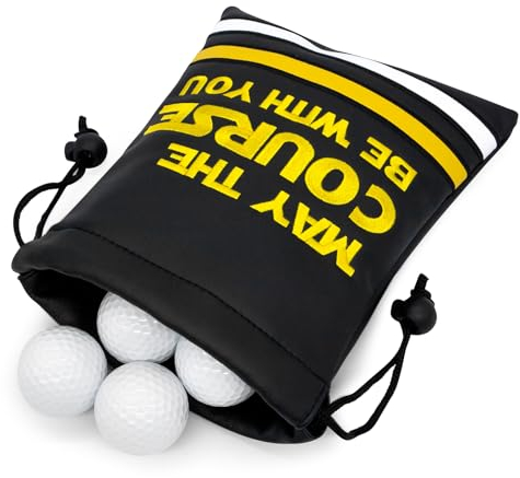 Aliennana Golf-Wertsachen-Tasche, Leder-Golfte-Tasche mit Kordelzug, Golfball-T-Shirt, Handtasche, tragbares Golf-Zubehör (May The Course)