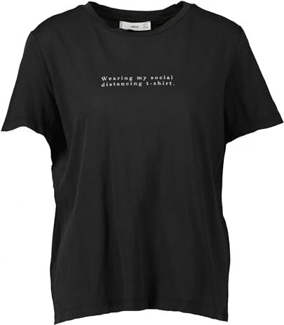 Mango Damen T-Shirt 'Camiseta 208PSWEAR', schwarz (DE/NL/SE/PL, Alphanumerisch, S, Regular, Regular, Schwarz)