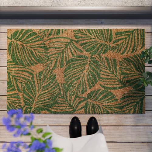 Jungle Mat – Stylische Kokos-Fußmatte von WECONhome für den Innen- und Zwischenbereich (60 x 90 cm, grün)
