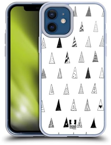 Head Case Designs Dreieck Schwarz-Weiss Muster Doodle Gelhülle [Militärischer Schutzgrad] Kompatibel Mit Apple iPhone 12 / iPhone 12 Pro Und Kompatibel Mit MagSafe