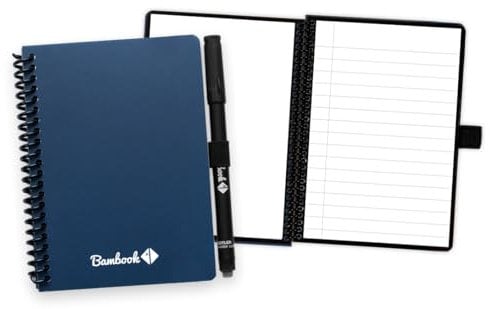 BAMBOOK Colourful Notizbuch - Navy - A6 - Blanko & Liniert - Wiederverwendbares Notizbuch, Notizblock, Reusable Notebook, Löschbares Whiteboard-Notizbuch