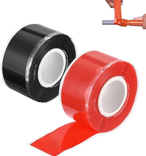 WoRuyKot 2 Rollen Selbstverschweißendes Silikonband, Wasserdicht Silikon Tape, Hitzebeständig Reparaturband, Kann zur Reparatur von Rohrleitungen, Kabeln und Sportgeräten verwendet werden