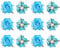 sourcing map 12 Pcs Rose Flower Hair Clips 3 Inch Flower Hair Pins Flower Brooch for Women Hair Accessories Lake Blue