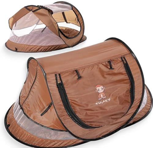 Twinky Baby Reisebett mit Matratze ab Geburt bis 3 Jahre - Pop Up Babybett & Babyzelt für Kinder - in 2 Sekunden aufgestellt - inkl. Moskitonetz & Reisetasche - 120x75x50cm (Schwarz)