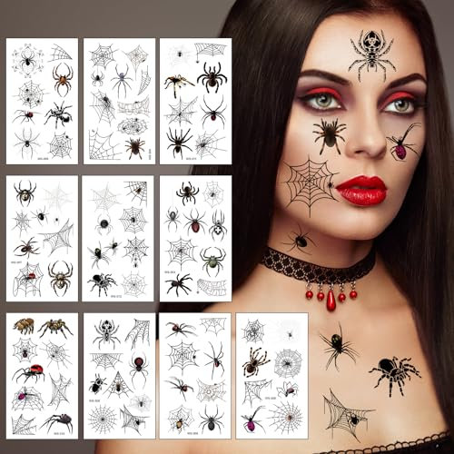 NebulaGlam Tatouage Halloween pour Visage, Tatouage Visage Halloween HD, Horreur Réaliste Imperméable Tatouage Autocollants, Tatouage Halloween pour Cosplay Maquillage (A)