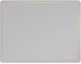 Mars Gaming MMP124 Tapis de Souris de Jeu 360 x 260 mm, Bord Arc-en-Ciel, Base antidérapante en Caoutchouc Naturel, Surface nanotextile de Haute précision, Tapis de Souris Flexible, Blanc