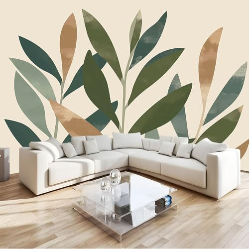 De Color Crema Fotomurales Decorativos Pared hojas de olivo verde Papel Pintado 350x256 cm Murales Pared HD Moderno 3D Impresión Del Arte Oficina Tv De Fondo Fotomurales