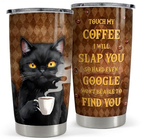 Black Cat Tumbler 20oz Stainless Steel Insulated Coffee Travel Mug Cup for Men Women on Birthday Christmas
