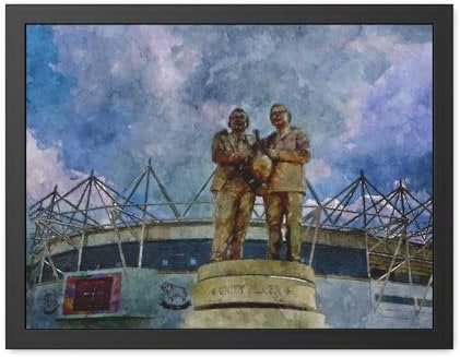 Derby County’s Pride Park Stadium Print - Ready to Hang Framed Watercolour Fine Art Painting Print Poster, Football Wall Art, Soccer Fan Gift (18 x 24 inch)