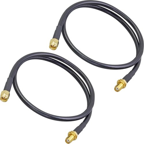 ACONRFTOL 2PCS SMA Cable de Extensión 0.5M SMA Macho a Hembra RG58 Cable de Antena RF Coaxial Cable Coaxial de Baja Pérdida para WiFi 3G 4G LTE Antena