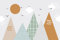A.S. Création Fototapete Mountains 3,75 m x 2,50 m - WALLLOVE Kinderzimmer-Tapete mit Bergen in Beige, Orange inkl. Kleister - DD129601