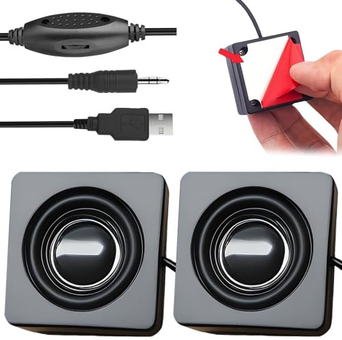 GOEDCH Mini Altoparlante con Nastro Biadesivo: Altoparlanti Computer PC USB, Altoparlante Pc Portatile, Casse pc per Telefono, Notebook, PC, Laptop, Desktop, Alimentazione USB, Plug and Play