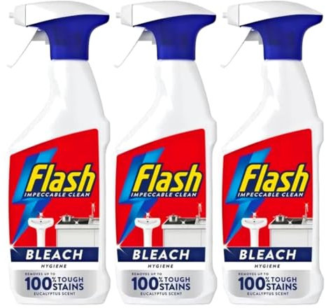 Flash Bleach Cleaning Spray 800ml (Pack of 3) | Powerful Multi-Purpose Cleaner for Tough Stains & Germs | Kills 99.9% of Germs | Brightens Surfaces | Easy-to-Use Spray | Sold by Theatis