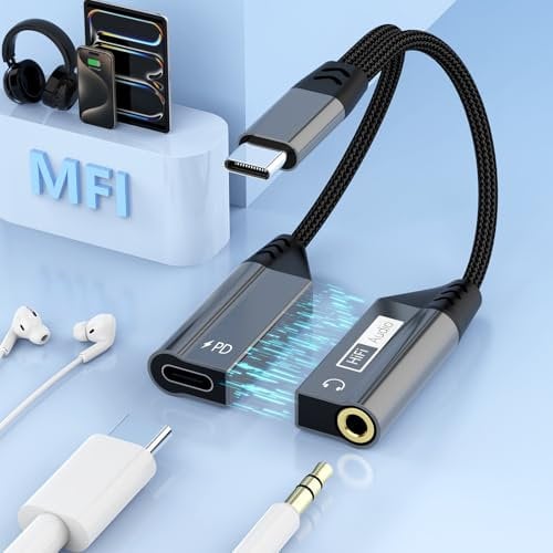Magnetic 2-in-1 USB C to 3.5mm Audio Jack Headphone and Charge Cable Adapter for Type C Devices,PD 60W Fast Charge Earphone Converter Splitter for iPhone 15 16/Samsung/Huawei/iPad Pro Air/Macbook