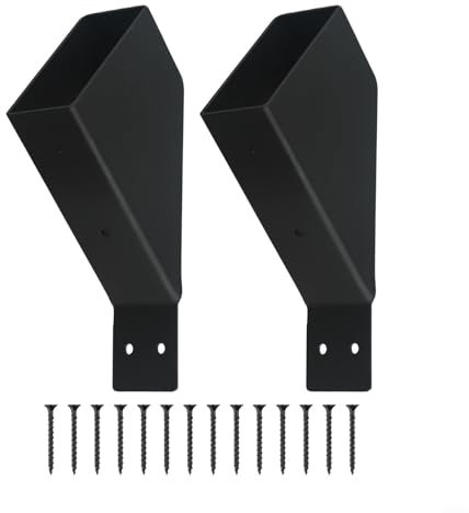 Yuanpgky Lot de 2 supports de pergola robustes à angle de 45 degrés, kit de supports de base de poteau de pergola en bois de 5 x 10 cm