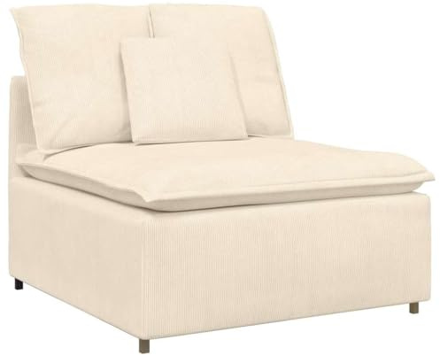 vidaXL Modulares Sofa Mittelmodul mit Kissen Creme 100 cm