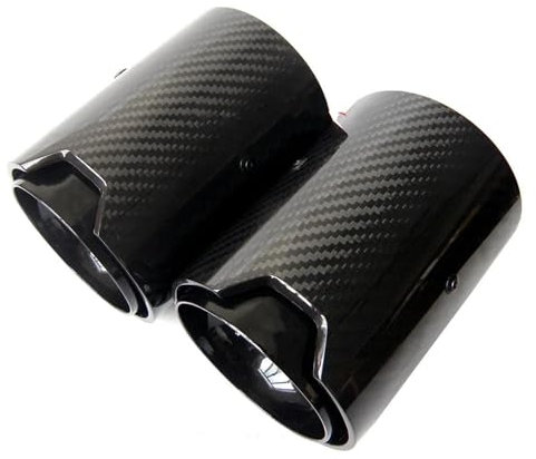 Auspuffblenden 2 Stücke Für 3 Serie 335I/340I F30/F31 2011-2017 Glänzend Carbon Faser Auspuff Spitze Schalldämpfer Auspuffendrohr(Schwarz)