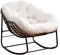 LIFEISLE Schaukelstuhl für drinnen & draußen, Wasserdicht Rattan Loungesessel mit gepolsterung, Ei-Schaukelstuhl für Wohnzimmer Balkon Garten Outdoor Teddy Weiß