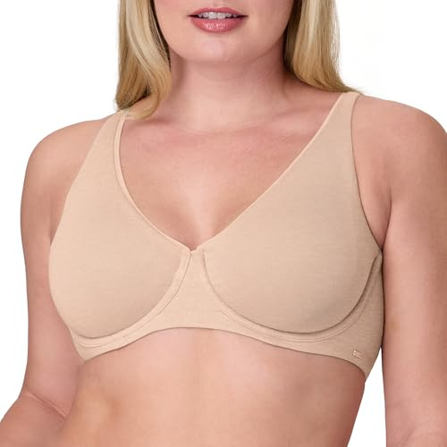 Bali Women's Underwire Bra, Cotton Collection 2-Ply Underwire Bra, Moisture-Wicking, Full Coverage, Convertible Straps