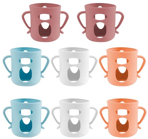 8Pcs Silicone Sleeves for Pigeon Bottles, Anti-Breakage Holder with Handle, Dishwasher Safe Bottle Holder Anti-Slip for 160ml Baby Bottle
