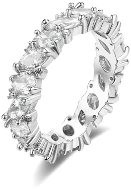 Tolldek Echtschmuck Diamantring Weißgold 9K 375, Moissanit Klassiker Pärchen Ringe Marquiseschliff, Au375 Gold Hochzeitsring, 63 (20.1)