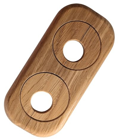 Gedotec Heizkörper Doppelrosette Eiche – Bohrung 16 mm – variabler Rohrabstand 41–66 mm – 122 x 58 mm – Holz lackiert – Rohrabdeckung, Heizungsrosette – Made in Austria (Eiche 16 mm)