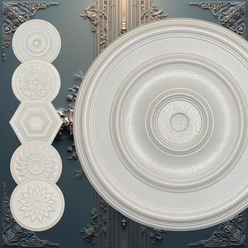 WOLDECOR Elegant Polystyrene Ceiling Rose, Decorative Ceiling Medallion Moulding, Lightweight Coving for Ceilings, Easy to Install Ceiling Decoration for Home & Living Room (Classy-50cm)