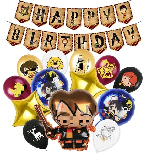 14 Stück Luftballon Geburtstagsdeko,Ballons Geburtstag Set Folienballon Deko Geburtstag Happy Birthday Banner Latex Balloons Party Deko für Jungen Mädchen