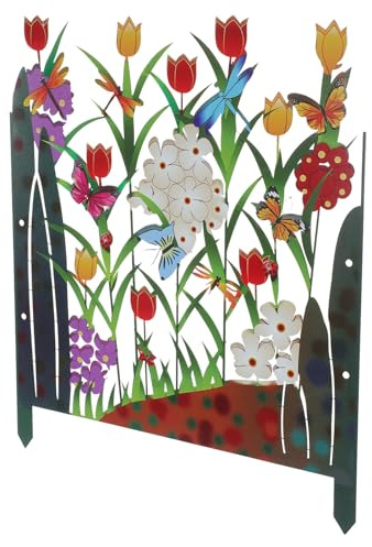 Angoily Eisen Gartenzaun für Rasen und Hof mit Modischem Schmetterling und Blumenmuster Robust und Verschleißfest Schützt Steine und Kies Effektiv