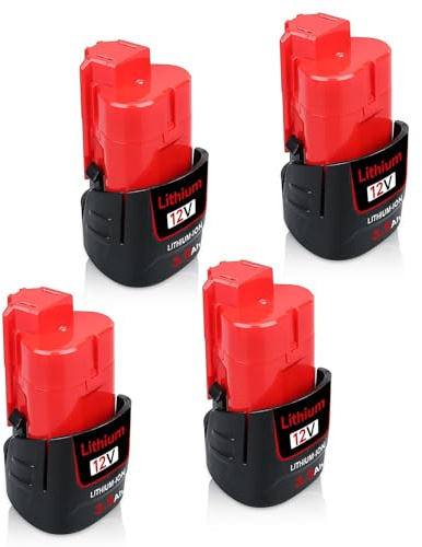 4-Pack 3.5Ah 12V Replacement for Milwaukee 12V Battery Compatible with Milwaukee Battery 48-11-241 48-11-242 48-11-2411 48-11-242