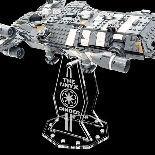Premium Gravur Acryl Display Ständer kompatibel zu Lego 75374 The Onyx Cinder | 5mm Halterung | Hochwertiger Präsentationsständer | Schwebender Effekt | Drehbar & Neigbar | Nur Ständer