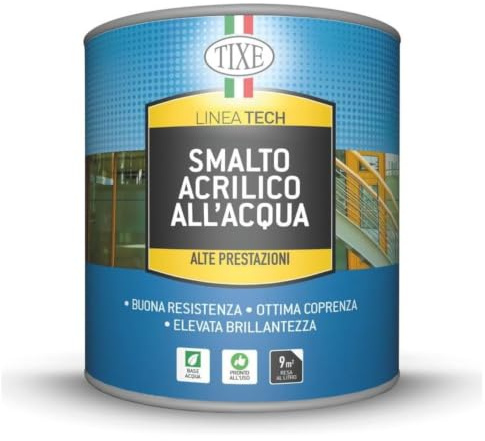 TIXE Smalto all'Acqua per Legno e Ferro TIXETECH | Rosso Opaco 750ml | Smalto all'Acqua Finitura Resistente per Legno e Ferro ad Alta Copertura | Made in Italy