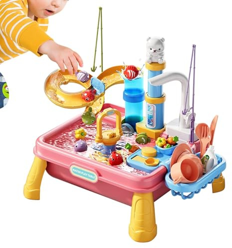 Kinderspieltisch | Sensorische Aktivität mit Pumpe, - und Wassertisch,Für und Mädchen von 4-8 Jahren, für drinnen, draußen, drauf, im Garten oder im Park