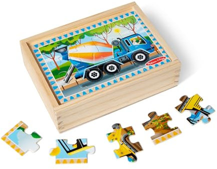 Melissa & Doug 4 Holzpuzzle im Kästchen - Baustelle