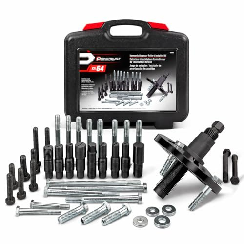Powerbuilt Harmonic Balancer Puller Set, Remove and Install, Balancers on Car Vehicles and Light Trucks, Thread Adapters - 648994
