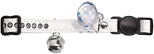 HUNTER MODERN ART LUXUS Katzenhalsband, Kunstleder, Strasssteine, Sicherheitsverschluss, weiß