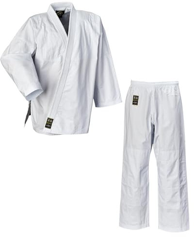Ju-Sports SV Premium Ju-Jutsu Anzug Ronin Weiß 140 I Superleichter Jujutsu Anzug für Erwachsene I BJJ Gi Herren mit eingesticktem Kanji-Zeichen I 100% Baumwolle