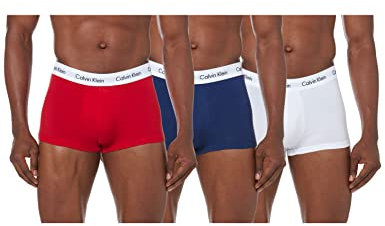 Calvin Klein - Pack de 3 Shorties - Homme - Rouge/Blanc/Bleu - XL