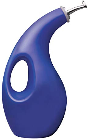 Rachael Ray Solid Glaze Ceramics EVOO Olive Oil Bottle Dispenser with Spout - 24 Ounce, Blue
