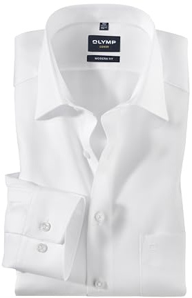 OLYMP Herren Oberhemd Langarm Luxor,Natté,modern fit,New Kent,Weiss 00,41
