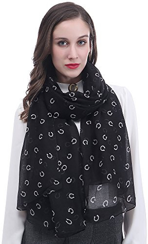Lina & Lily Damen Schal mit Hufeisen Muster (Schwarz)
