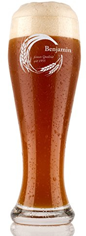 polar-effekt Bierglas mit Gravur 0,5l - Weizenbierglas personalisierte Geschenke - Weizenglas Glas - Geburtstagsgeschenk für Männer - Bier Geschenk-Idee - Motiv Weizenähre