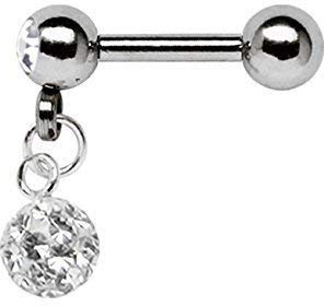 Modern Nature Piercing-Schmuck Ohrpiercing Helix, Tragus, Kette mit Epoxykugel, 1,2 x 8 mm Stab mit 3 mm Kugeln, in klar