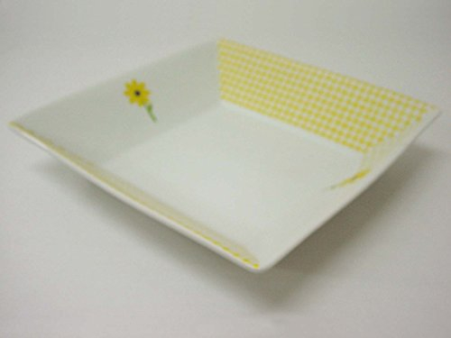 Plato Hondo Cuadrado Ming Porcelana Margarita Amarillo Vichy Amarillo