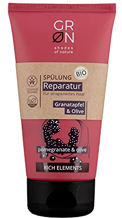 G R N shades of nature Biokosmetik Spülung Reparatur - Bio-Olive & Bio-Granatapfel - für beanspruchtes, feuchtigkeitsarmes Haar - vegan - 150 ml