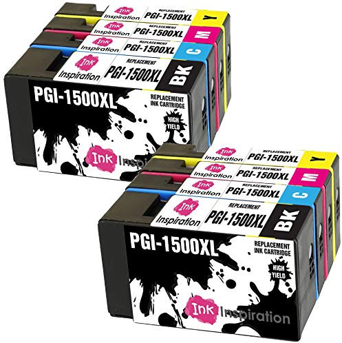 Ink Inspiration® Ersatz für Canon PGI-1500 PGI-1500XL Druckerpatronen 8er-Pack, kompatibel mit Canon MAXIFY MB2050 MB2350 MB2750 MB2150 MB2155 MB2755, Schwarz/Cyan/Magenta/Gelb