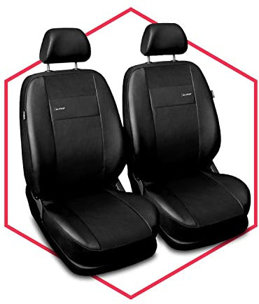 Saferide 2er Set Autositzbezüge PKW universal | Auto Sitzbezüge Kunstleder Schwarz für Airbag geeignet | für Vordersitze | 1+1 Autositze vorne